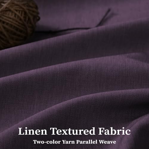BTTN 72x78 Boho Scalloped Linen Textured Cloth Shower Curtain Set, Purple