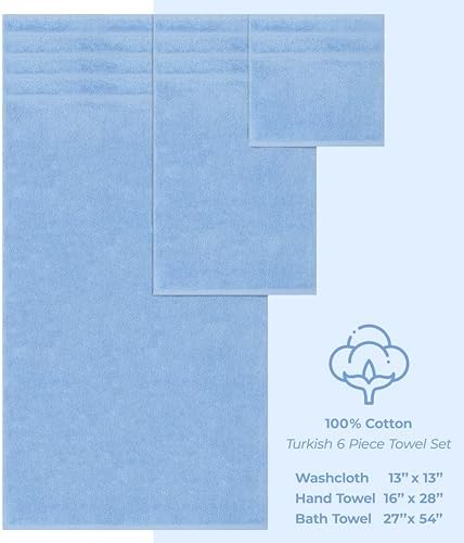 American Soft Linen 100% Cotton Luxury Turkish Towels, 6 Piece Towel Set