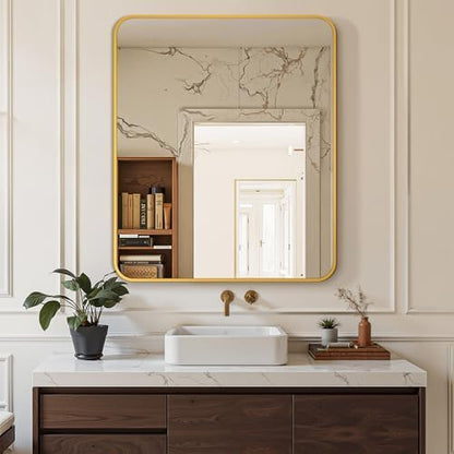 Delma Bathroom Vanity Mirror, Gold Framed Mirror for Over Sink, 36x30