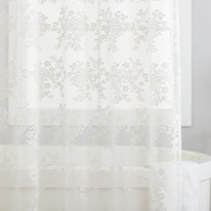 TUDECO Ivory Lace Shower Curtain with Valance, 72 x 72, Vintage Style