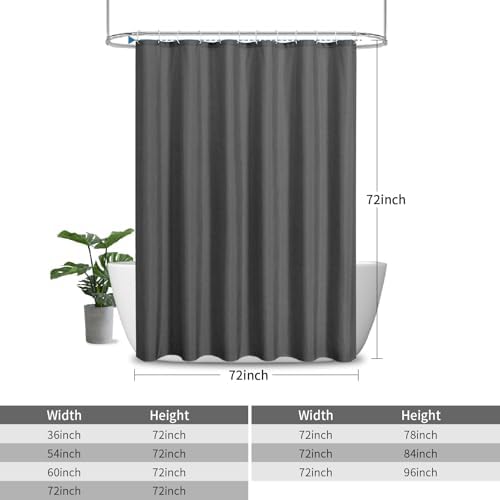 Waterproof Fabric Shower Curtain,No Liner Needed,72x72,CharcoalGrey