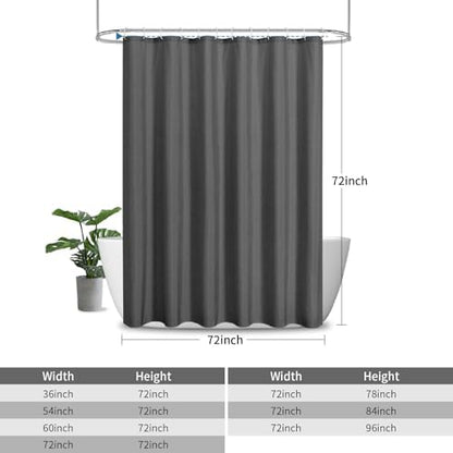Waterproof Fabric Shower Curtain,No Liner Needed,72x72,CharcoalGrey