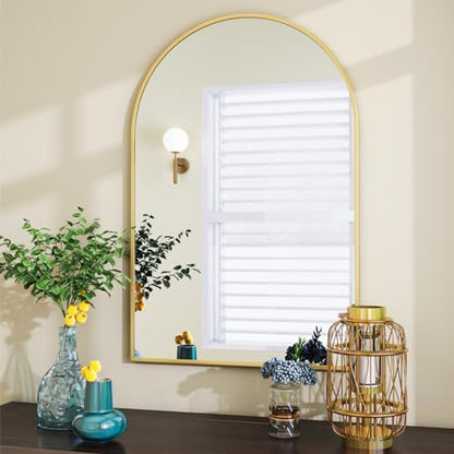 VooBang Arched Wall Mirror, 24 x 36 inch Arch Bathroom Mirror Gold