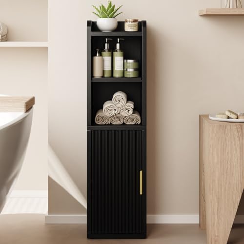 Yoobure Fluted Small Bathroom Storage Cabinet, Narrow Toilet Paper Cabinets