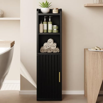 Yoobure Fluted Small Bathroom Storage Cabinet, Narrow Toilet Paper Cabinets
