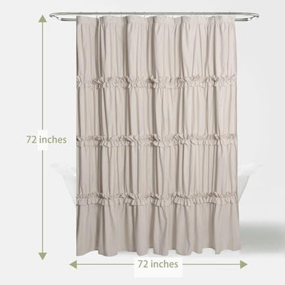 Farmhouse Ruffle Shower Curtain, Camel, 72 x 72 in