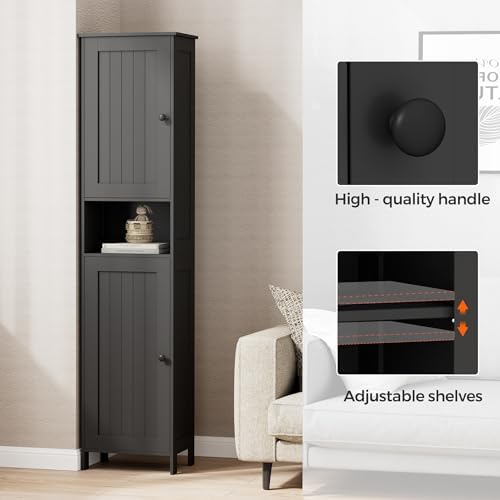 Homleke Tall Bathroom Storage Cabinet with 2 Doors, Slim Bathroom Cabinet