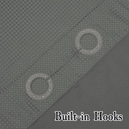 Gibelle No Hook Waffle Weave Shower Curtain with Snap-in Fabric Liner Set for Bathroom, Hotel Style with Mesh Top Window, Waterproof & Washable, Grey, 72x74