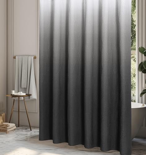 Gibelle Ombre Black Shower Curtain for Bathroom, Farmhouse Bath Curtain 72x72