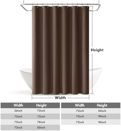 MIULEE 72 x 84 Extra Long Linen Shower Curtain Brown 12 Metal Hooks