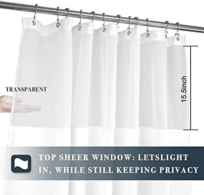 N&Y HOME Long Waffle Weave Shower Curtain with Snap-in Liner 71x78, White