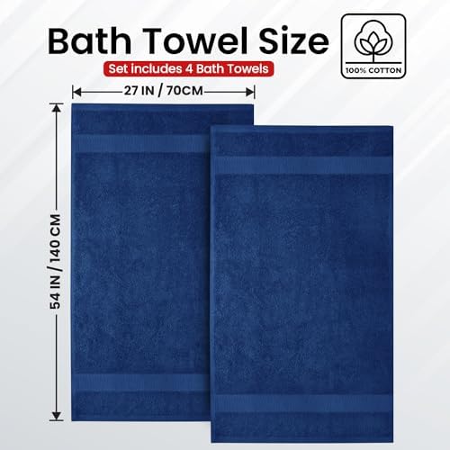 Infinitee Xclusives 100% Ring-Spun Cotton Bath Towels for Bathroom - Pack 4