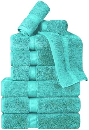 Superior Egyptian Cotton 800 GSM Plush & Absorbent, 9 Piece Set, Turquoise