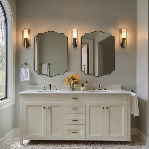 ANDY STAR Brushed Bronze Scalloped Mirror, 22x30 Inch Vanity Mirror
