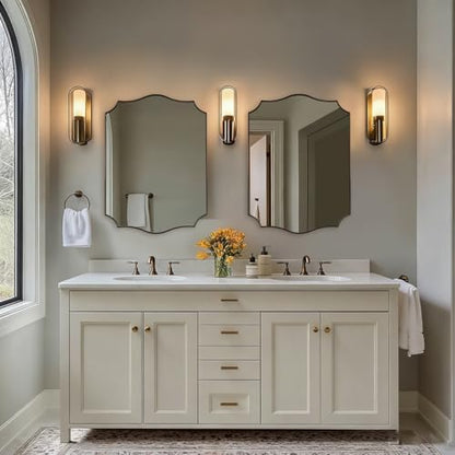 ANDY STAR Brushed Bronze Scalloped Mirror, 22x30 Inch Vanity Mirror