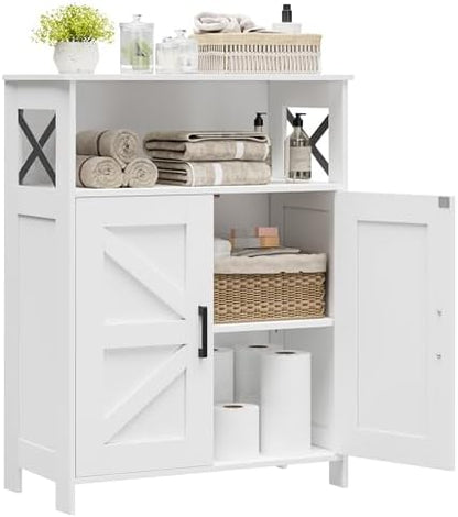 Homhedy Farmhouse Bathroom Storage Cabinet with Doors, Small Floor Cabinet