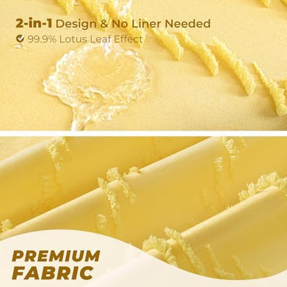 Yellow Boho Fabric Shower Curtain 72 x 72 Inches