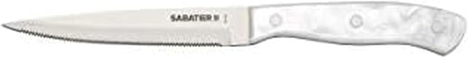 Sabatier Triple Riveted Serrated Utility Knife, 5-Inch, Razor-Sharp Kitchen Knife to Cut Fruit, Vegetables and more, High-Carbon Stainless Steel, White