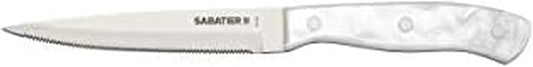 Sabatier Triple Riveted Serrated Utility Knife, 5-Inch, Razor-Sharp Kitchen Knife to Cut Fruit, Vegetables and more, High-Carbon Stainless Steel, White