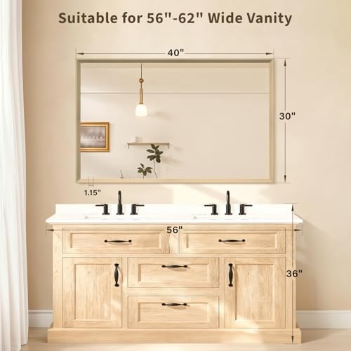 Oak Wood Effect Framed Wall Mirror, 30x48 Rectangle Mirror