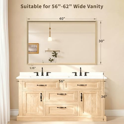 Oak Wood Effect Framed Wall Mirror, 30x48 Rectangle Mirror