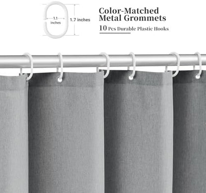 BTTN Narrow Scalloped Linen Textured Cloth Shower Curtain, 54x72, Grey/Gray
