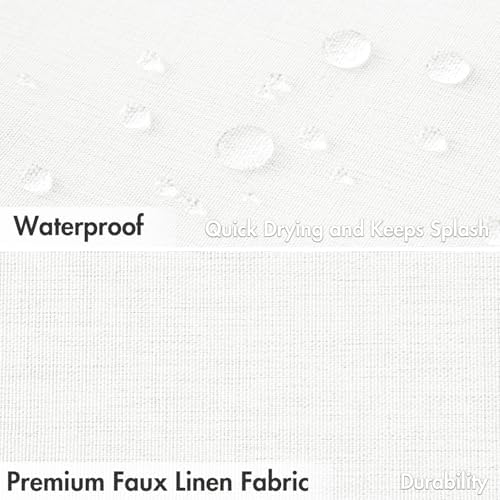 MIULEE Linen Fabric Shower Curtain White W60*L72 10 Metal Hooks