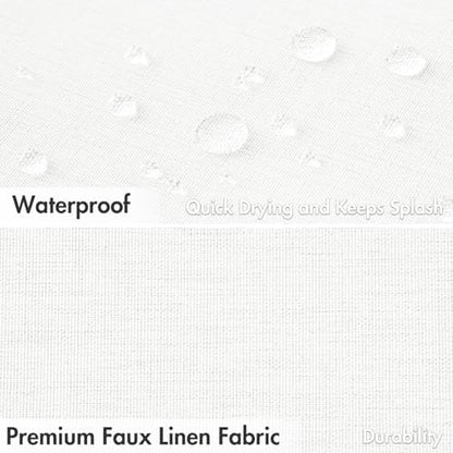 MIULEE W72*L90 Extra Long Linen Shower Curtain White 12 Metal Hooks