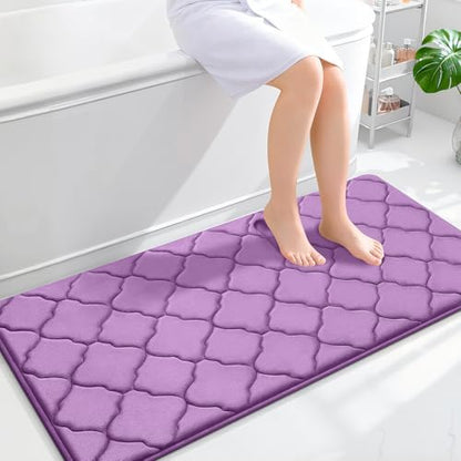 OLANLY Memory Foam Bath Mat Rug 47x24, Ultra Soft Bathroom Rugs, Lavender