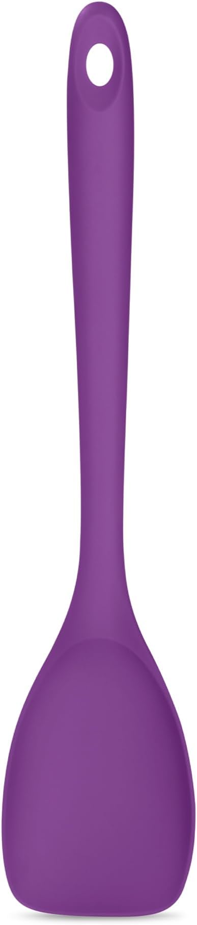 600ºF Heat Resistant Spatula Spoon: U-Taste Flexible Silicone Cooking Scoop Spoonula, Serving Mixing Scraping Food in Non-Stick Pan Cookware, Seamless Multifunctional Kitchen Utensil (Purple)