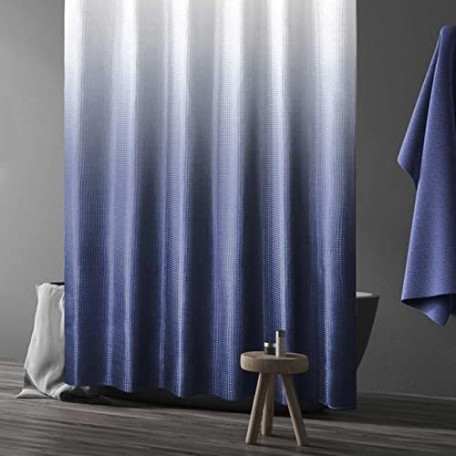 Gibelle Navy Blue Ombre Fabric Shower Curtain for Bath Decor, 72 x 72