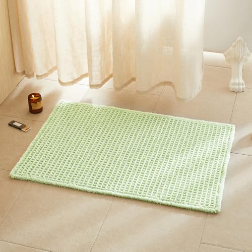 TYUU Waffle Bath Mat, Boho Bathroom Rugs Non Slip, 36x24 Pale Green