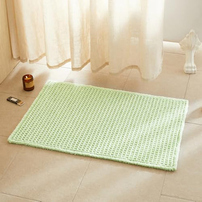 TYUU Waffle Bath Mat, Boho Bathroom Rugs Non Slip, 36x24 Pale Green