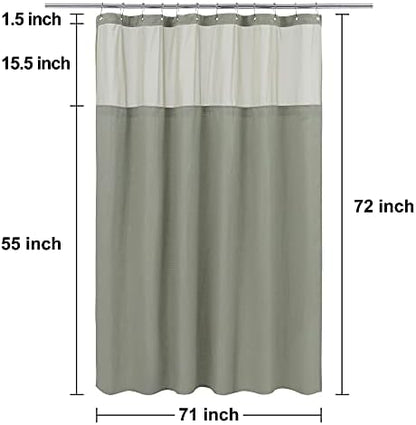 N&Y HOME Waffle Weave Shower Curtain with Snap-in Liner Sage Green, 71x72