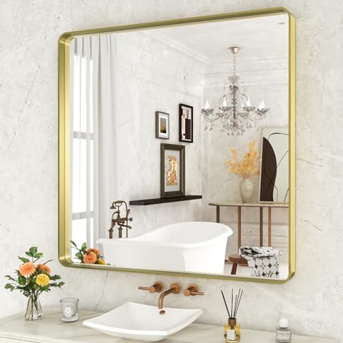 WEER Gold Bathroom Vanity Mirror 36X36 Inch