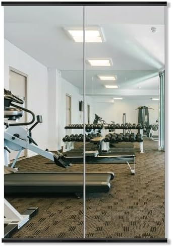 Delma Home Gym Mirror, 70''x24''x2PCS Black Wall Mounted Large Frameless Tempered Glass Wall Mirror for Home Gym, Garage, Bedroom, Bathroom