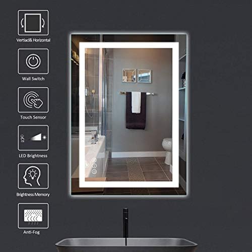 Amorho 24"X32" LED Bathroom Mirror with Lights, Front Lit and Backlight