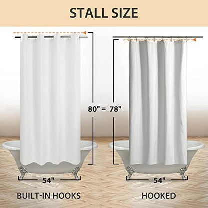 River Dream No Hook Stall Shower Curtain or Liner Microfiber White, 54x80