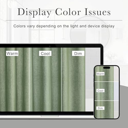 KGORGE Linen Fabric Shower Curtain Set-Semi Sheer Lightweight Waterproof Thick Cloth Neutral Washable Shower Curtains for Bathroom Bathtub Decor, Forest Green, W72 x L84, 12 Hooks Included, 1 Panel