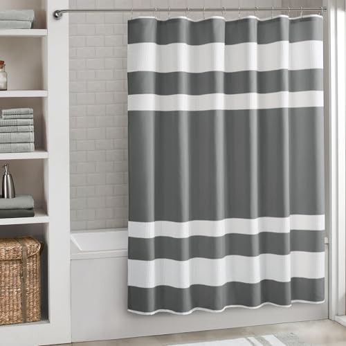Madison Park Spa Waffle Weave Long Shower Curtain, 72 x 78, Charcoal