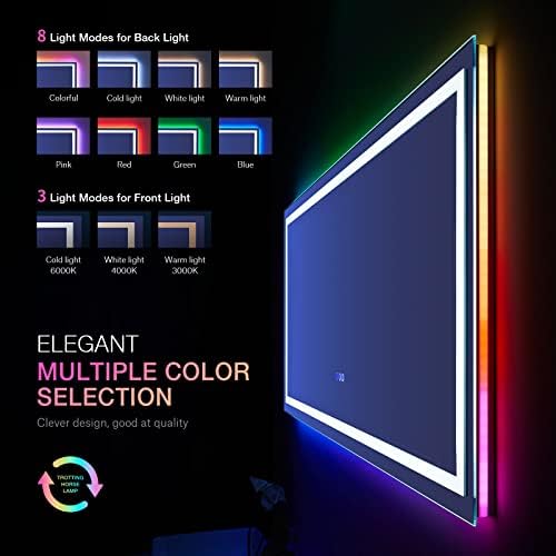 LOAAO 60"X28" RGB LED Bathroom Mirror with Lights, UL Listed