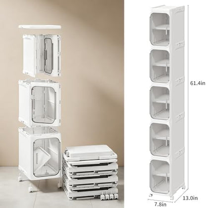 5-Tier Narrow Storage Cabinet Slim Bathroom Tall Skinny Organizer