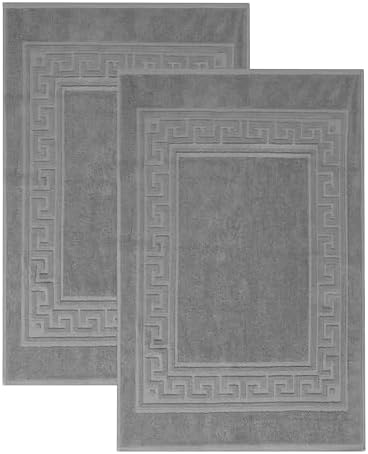 Superior Heavyweight Cotton Bath Mats, Bath Rugs For Bathroom Accessories, Washable Rug For Shower, Bath, Toilet, Modern Decor, No Backing, Luxury Hotel And Spa Quality, Set of 2, 22" x 35", Silver