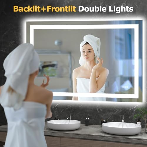 Hivone 48"X32" LED Bathroom Mirror with Lights, UL Listed