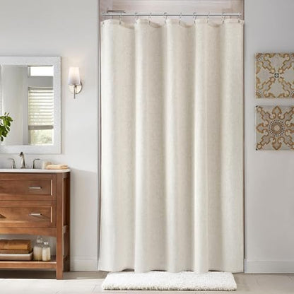 Naturoom Linen Shower Curtain 60x72 Inch for Bathroom Beige 1 Panel