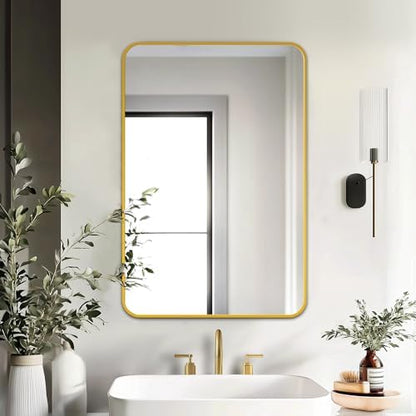 Delma Bathroom Vanity Mirror, Gold Framed Mirror for Over Sink, 30x20