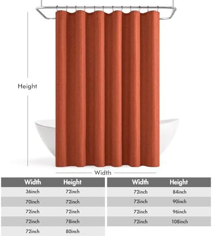 ANRODUO Burnt Orange Extra Long Linen Fabric Shower Curtain Set - W72xL96
