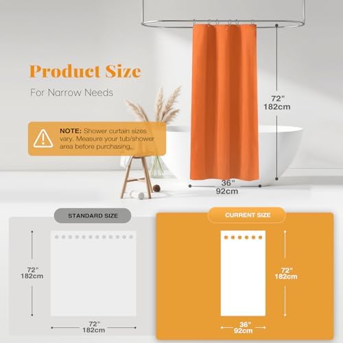 BTTN Stall Linen Textured Waterproof Shower Curtain, 36x72, Burnt Orange