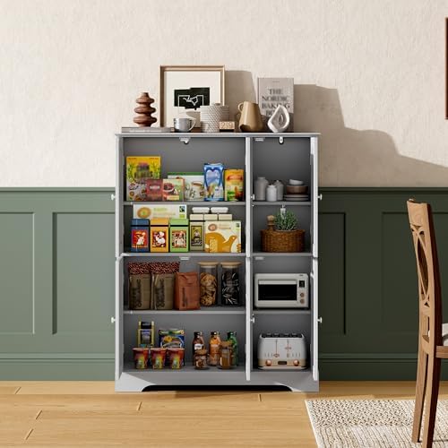 ChooChoo Bathroom Floor Cabinet with 6 Doors and Adjustable Shelves