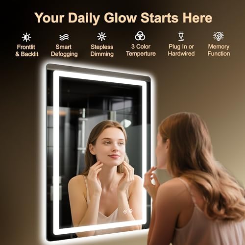 LED Bathroom Mirror, 24"x36" Bathroom Vanity Mirror with Lights